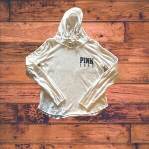 PINK Victoria's Secret Cream Hoodie with Black Logo
